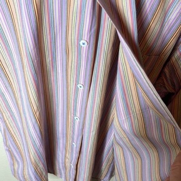 Bugatchi Uomo Striped Pink Multi Color Size XL Shirt - Picture 8 of 11